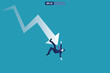Bankruptcy vector illustration  concept. Businessman with broke company. global financial crisis with arrow decrease symbol. economy drop, lost,and bankrupt