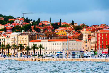 Wall Mural - View of Split, Croatia during the cloudy day. Shore of the Adriatic Sea
