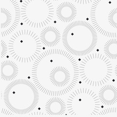Circular abstract lines black and white seamless pattern