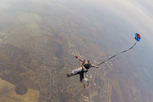 Skydiving Tandem Parachute Deploying The Small Pilot Chute