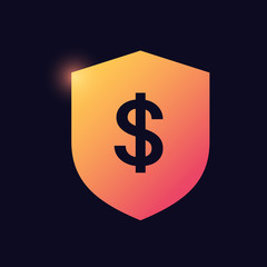 Poster - shield with dollar sign glowing neon icon banking icons for ui and ux website or mobile app vector illustration