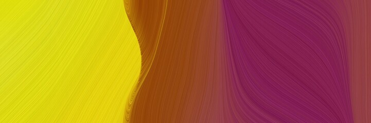 Poster - flowing horizontal header with dark moderate pink, gold and saddle brown colors. dynamic curved lines with fluid flowing waves and curves