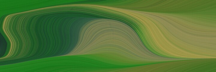 Poster - decorative header with dark olive green, olive drab and forest green colors. dynamic curved lines with fluid flowing waves and curves