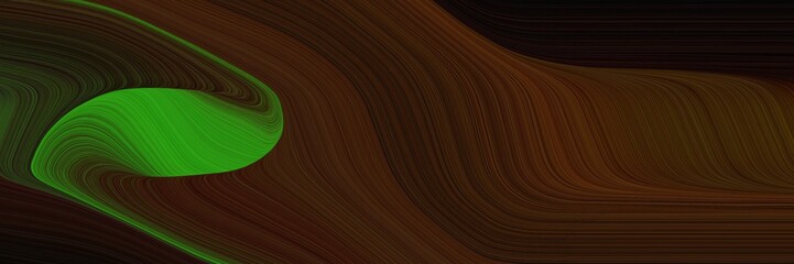 Poster - flowing designed horizontal banner with very dark red, forest green and black colors. dynamic curved lines with fluid flowing waves and curves