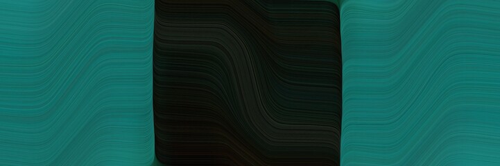 Poster - decorative banner with teal green, very dark green and very dark blue colors. dynamic curved lines with fluid flowing waves and curves