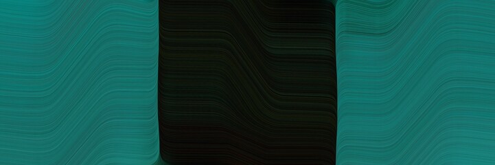Poster - colorful header design with teal green, black and dark cyan colors. dynamic curved lines with fluid flowing waves and curves
