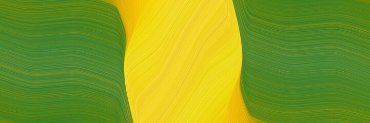 Poster - modern header design with dark green, gold and olive drab colors. dynamic curved lines with fluid flowing waves and curves