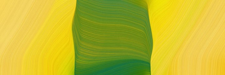 Poster - artistic banner with dark green, vivid orange and olive drab colors. dynamic curved lines with fluid flowing waves and curves