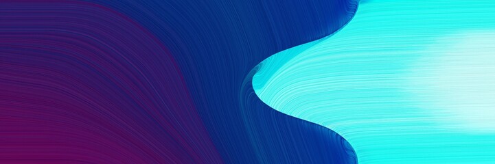 Poster - flowing banner design with midnight blue, turquoise and pale turquoise colors. dynamic curved lines with fluid flowing waves and curves