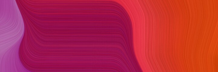 Poster - decorative banner with firebrick, mulberry  and dark pink colors. dynamic curved lines with fluid flowing waves and curves