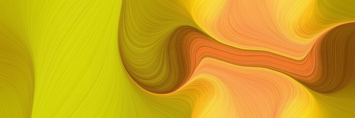 Poster - artistic designed horizontal banner with golden rod, dark golden rod and pastel orange colors. dynamic curved lines with fluid flowing waves and curves