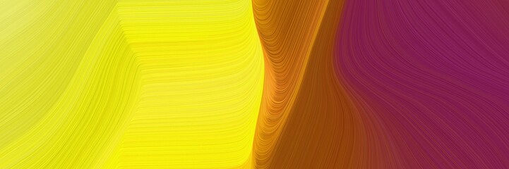 Poster - artistic designed horizontal banner with gold, dark moderate pink and dark golden rod colors. dynamic curved lines with fluid flowing waves and curves