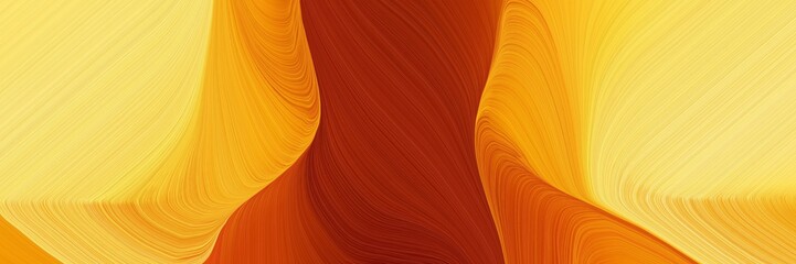 Poster - decorative designed horizontal header with firebrick, khaki and vivid orange colors. dynamic curved lines with fluid flowing waves and curves