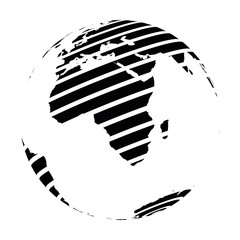 Sticker - Striped Earth globe focused on Africa. Black vector illustration