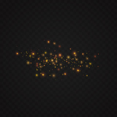 Wall Mural - White sparks and golden stars glitter special light effect. Vector sparkles on transparent background. Christmas abstract pattern. Sparkling magic dust particles