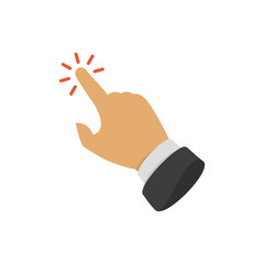 Fototapete - Click here the button. Hand with touching a buttons or pointing finger. Hands cursor icon. Vector illustration in flat style. EPS 10.