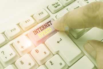 Poster - Writing note showing Internet Speed. Business concept for the rate which internet connection is able to move or operate