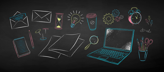 Wall Mural - illustration set of office supplies
