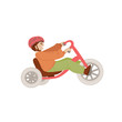 Little boy on Sport Baby Balance Bike, First baby Bike Bicycle vector cartoon illustration, Safe Riding Toy for 1-3 Year Old kids. Boy riging Baby Bike, isolated on white background.