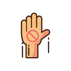 Poster - hand with forbidden sign icon, fill style and colorful design