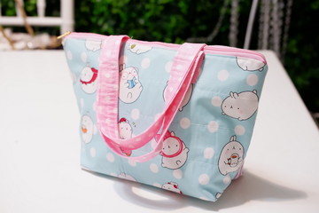 Background of beautiful totebag with zipper 