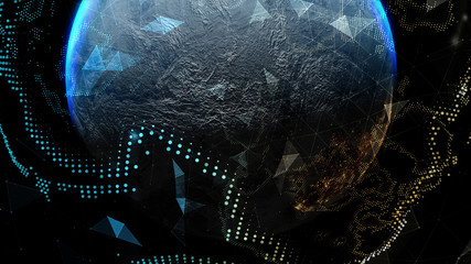 Wall Mural - Planet earth from the space at night. Elements of this image furnished by NASA - 3d illustration.