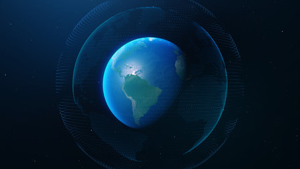 Wall Mural - Planet earth technology network. Elements of this image furnished by NASA - 3D illustration.