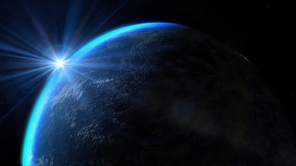 Wall Mural - Blue sunrise, view of earth from space. Elements of this image furnished by NASA.