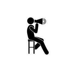 Wall Mural - icon man speaker, a man sits on a chair, isolated stick figure pictogram, human silhouette