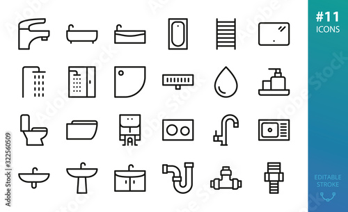 Cuadros en Lienzo Sanitary Ware and Plumbing icons set