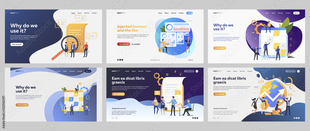 Work on business project set. Businesspeople meeting, planning, getting profit. Flat vector illustrations. Business, investment concept for banner, website design or landing web page - obrazy, fototapety, plakaty 