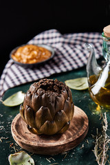 Canvas Print - roasted artichoke and catalan romesco sauce