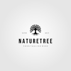 Wall Mural - nature tree logo vintage vector illustration design