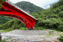 Landmark The Taroko Red Bridge In Taroko National Park At Hualien, Taiwan.