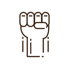 Sticker - hand with fist up, line style icon