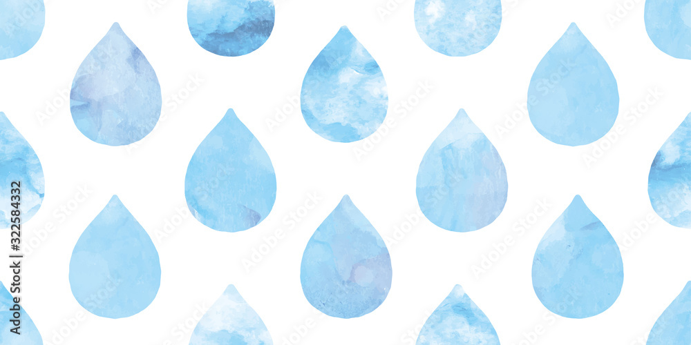 Watercolor water drops background. Seamless pattern.Vector. 水彩水滴パターン	 - obrazy, fototapety, plakaty 