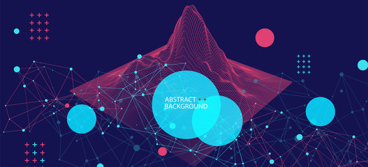 Template for science and technology presentation. Plexus style background.