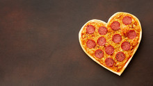 Heart Shaped Pizza With Copy Space