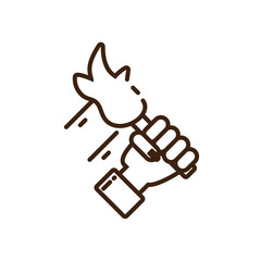 Sticker - female hand holding a torch icon, line style