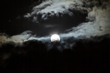 Halloween Full Moon, Spooky Sky With Billowing Clouds