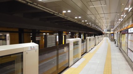 Wall Mural - december 31,2019 :metro ginza line, tokyo, japan :landscape view at platform in the station of ginza