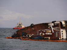 Old Abandoned Ship Wrecked Near Public Beach Odessa, Ukraine