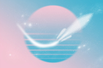 Poster - Beautiful abstract landscape Spaceship collage concept, contemporary colors and mood social background.