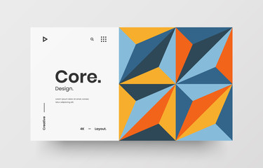 Creative horizontal website screen part for responsive web design project development. Abstract geometric pattern banner layout mock up. Corporate landing page block vector illustration template.
