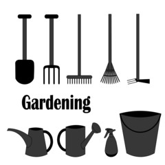 Gardening tool kit designed for farmers. Vector illustration on white background.