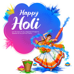 Poster - illustration of Happy Holi Background for Festival of Colors celebration greetings