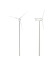 Windmill Turbine Front And Side View. Vector Illustration