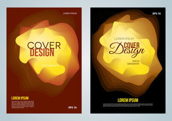 Set of two vector cover design, flyer, corporate business, annual report, brochure design with gold gradient