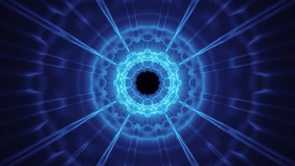 Wall Mural - blue futuristic tunnel 3d render animation