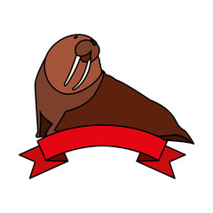 Sticker - walrus sea animal on a white background